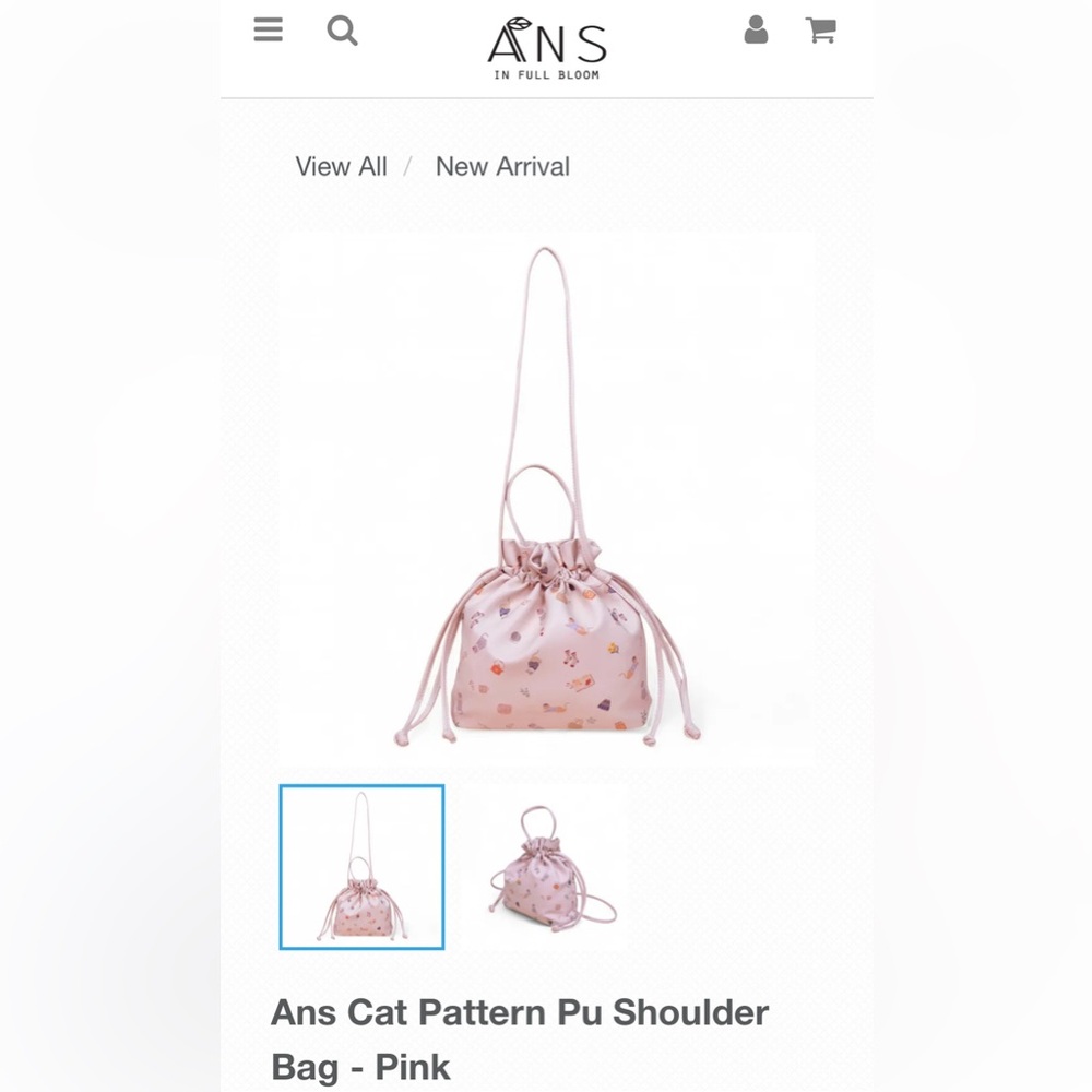 Ans Cat Pattern Pu Shoulder Bag - Pink - Picture 4 of 5